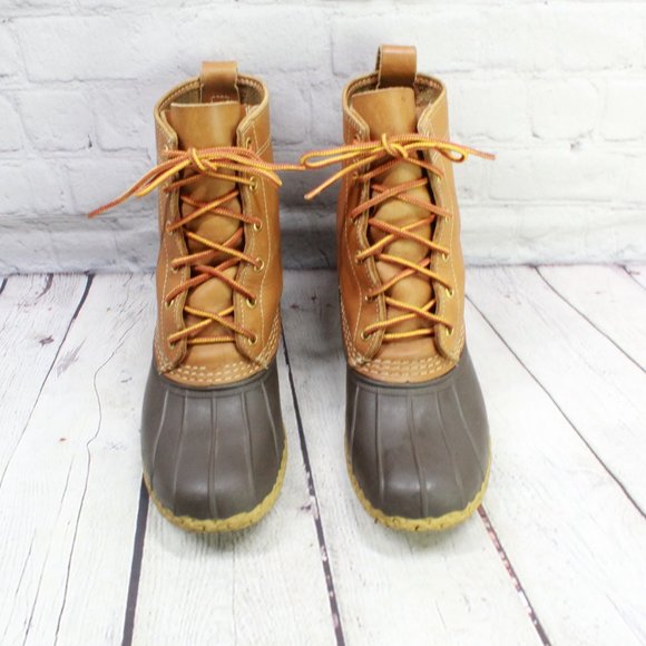 LL Bean Thinsulate Lined 8" Brown Leather Waterproof Duck Boots Size 6 M - Picture 5 of 9